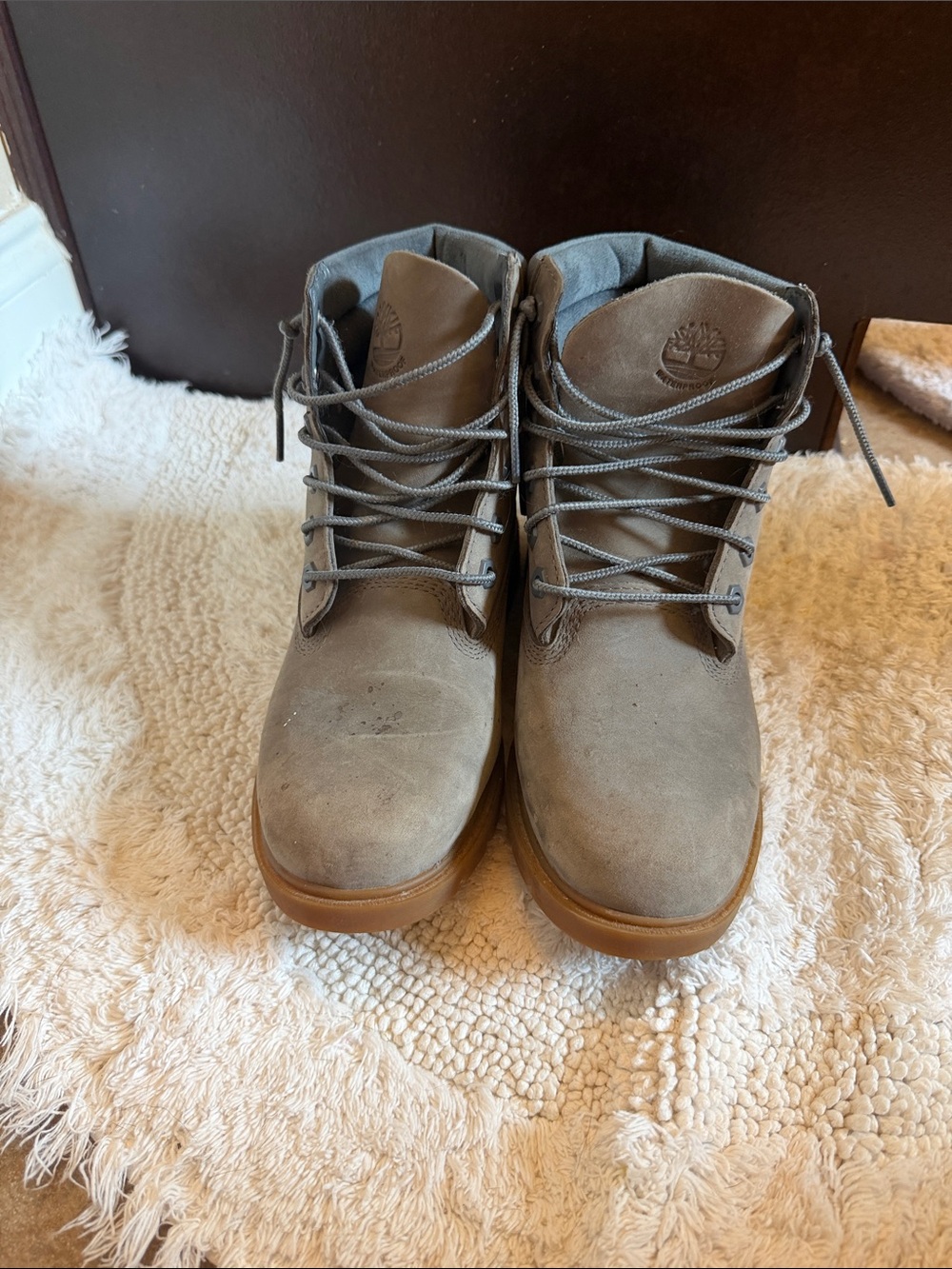 Timberland Taupe Suede Lace-Up Ankle Boots with Tan Sole